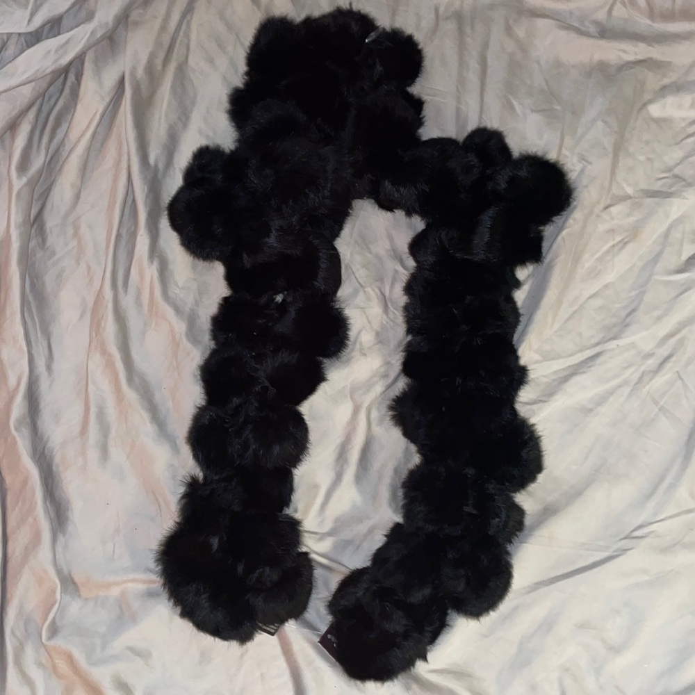 NWT Black extra long Rabbit Fur Scarf